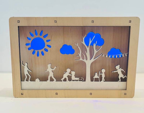 Houten lamp silhouet Seizoenen  Winter