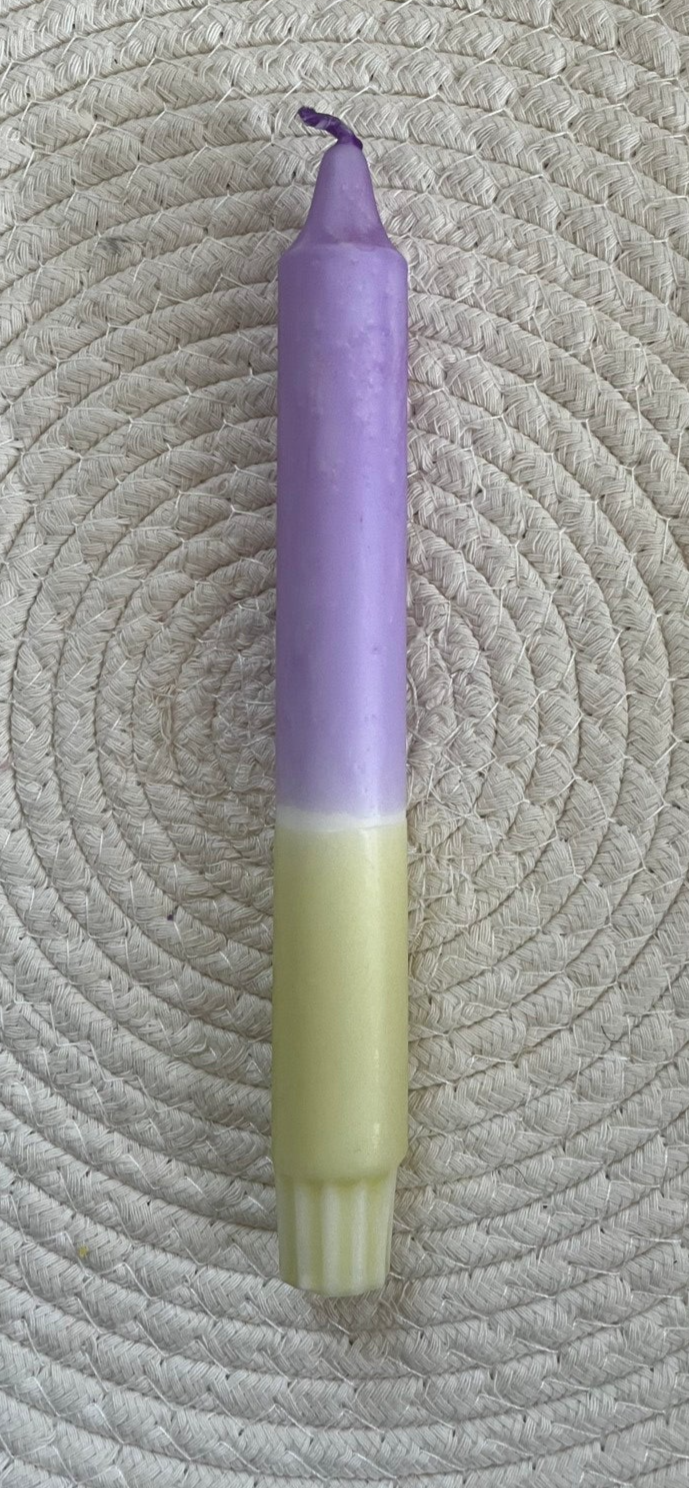 Dip dye kaars Pastel paars en groen