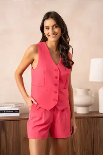Kostuumvestje mouwloos - FUCHSIA