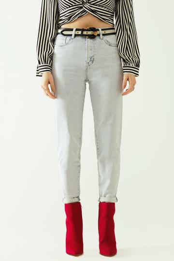 Washed mom jeans - LICHTBLAUW