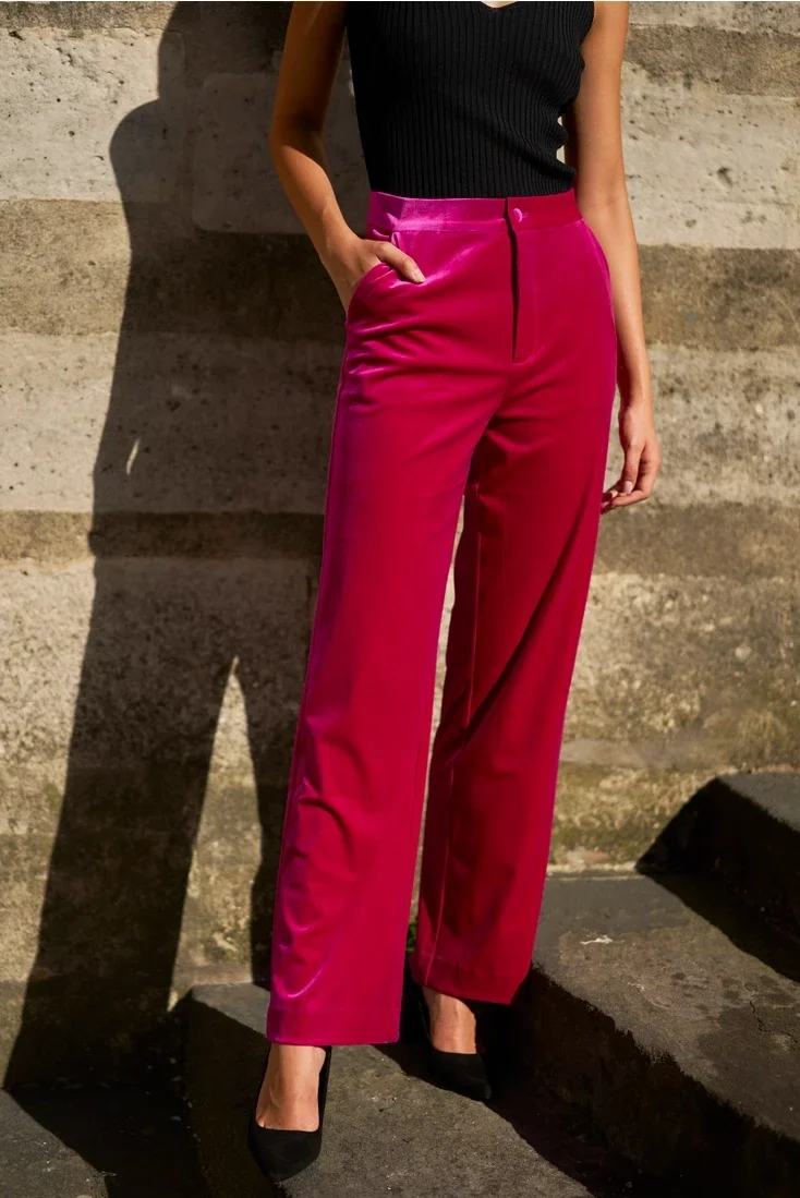 Fluwelen broek FUCHSIA