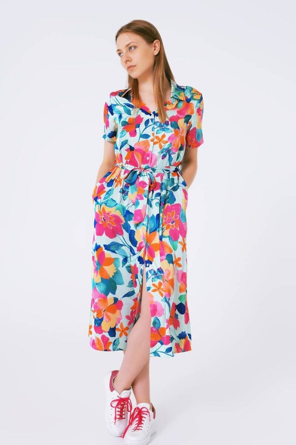 Hemdjurk met bloemenprint MULTICOLOR