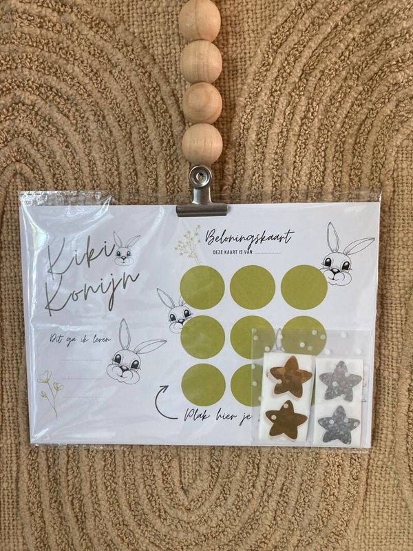 Kiki konijn - beloningskaart Combi set groen/geel/bruin