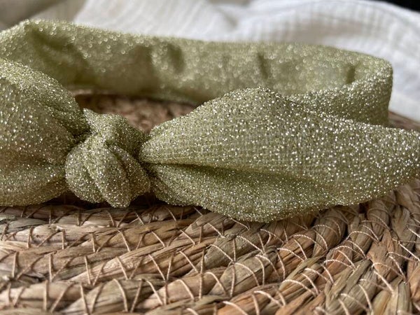 Strikhaarbandje - glitter beige