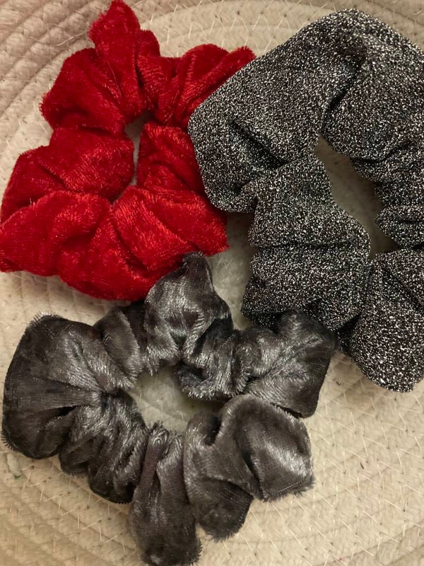 Scrunchie set kerst rood zilver
