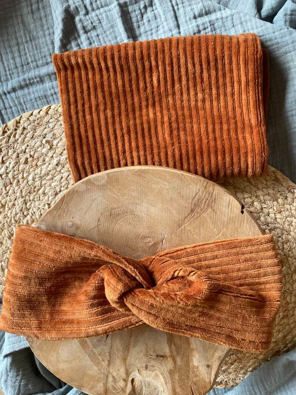 Oorwarmers met col - cognac