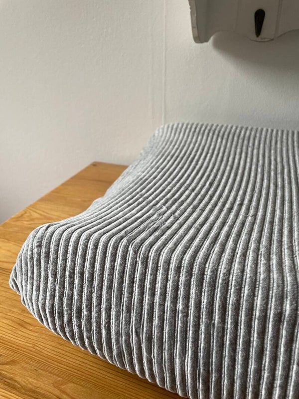 aankleedkussenhoes - rib lichtgrijs