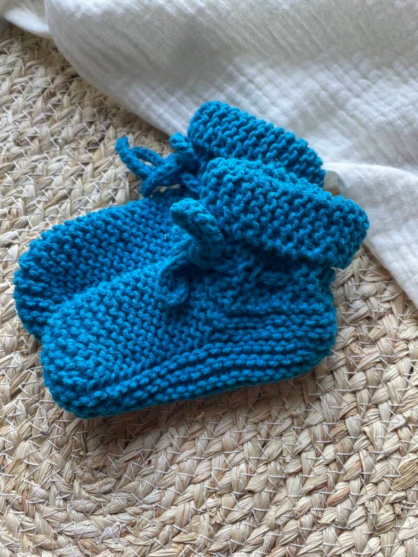 Gebreide slofjes 0-3 - blauw