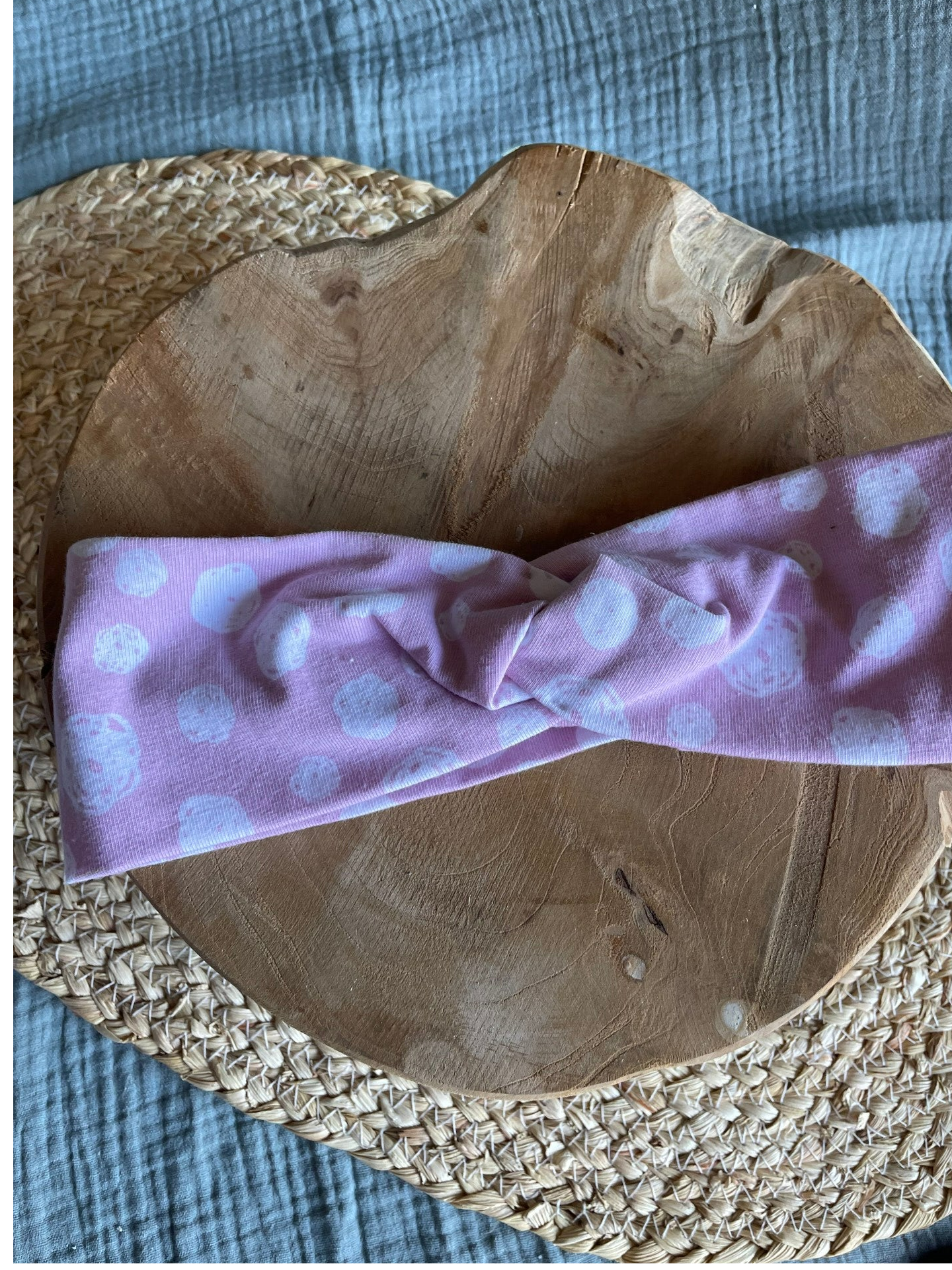 draaihaarband - roze met stip