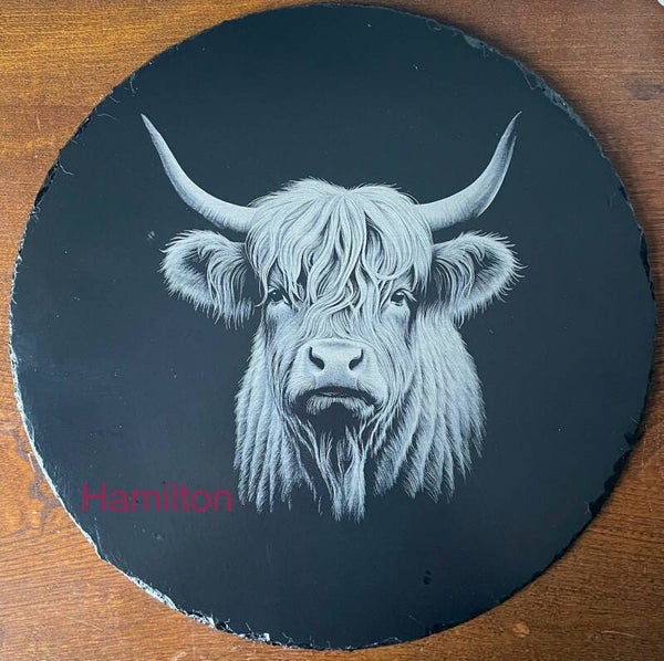 Highland Cow Slate Serving Platter