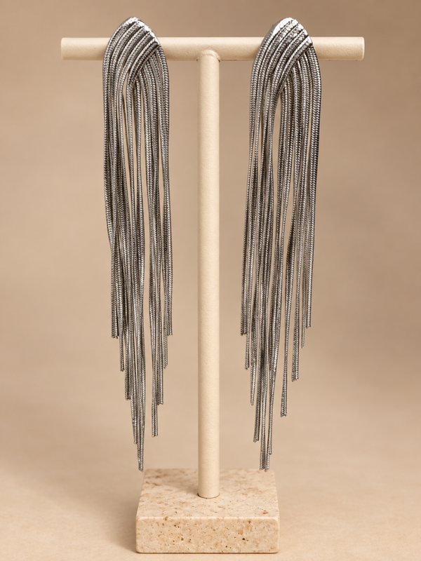 Zilverkleurige Fringe Oorbellen