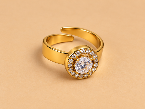 Gouden statement ring rond