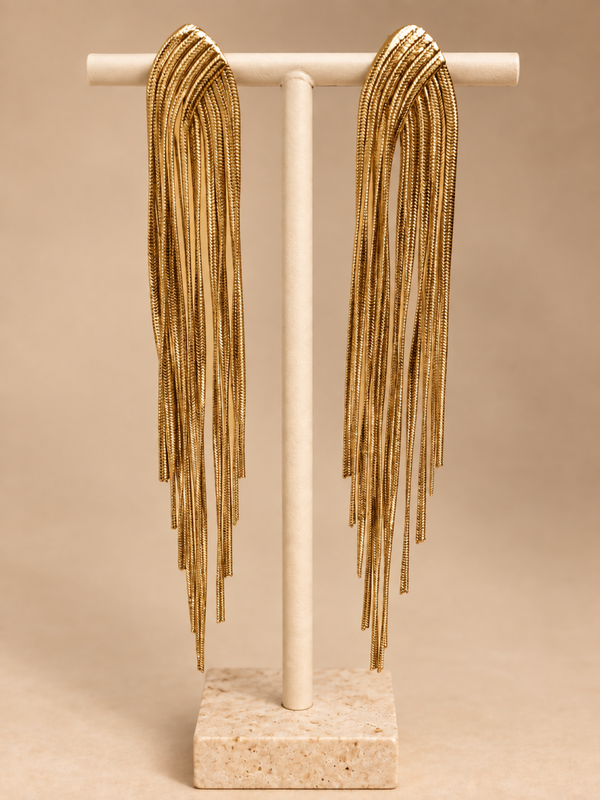 Goudkleurige Fringe Oorbellen