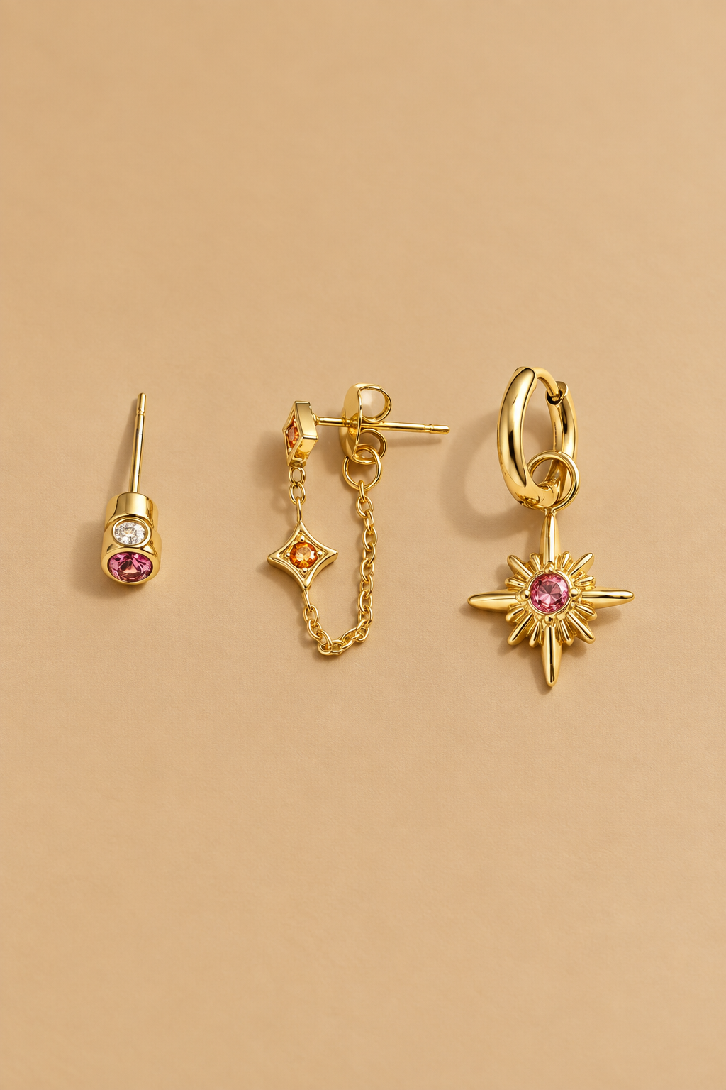 Glamour Charm set van 3 - goud-roze