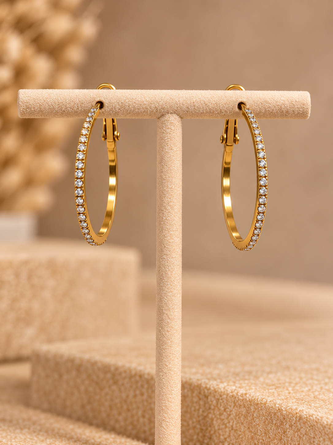 Rhinestone Hoop Oorbellen Goud