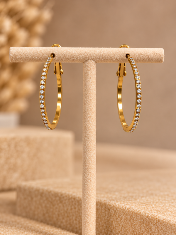 Rhinestone Hoop Oorbellen Goud