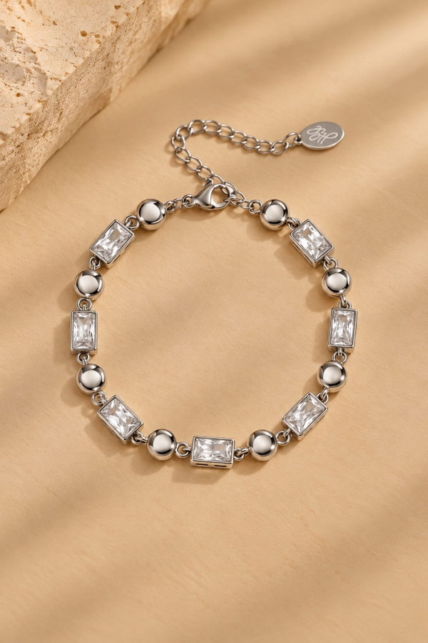 Silver Crystal Link Bracelet