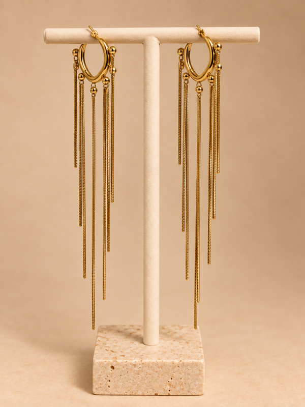 Statement chain oorbellen goud