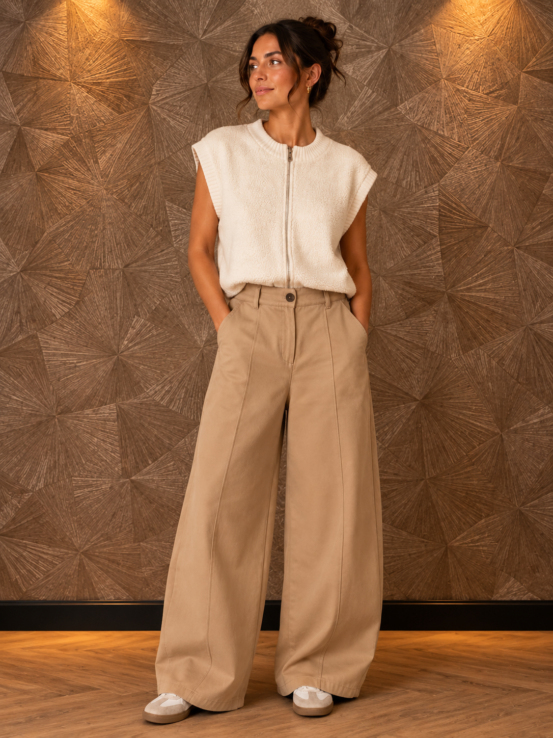 Camel Wide leg broek