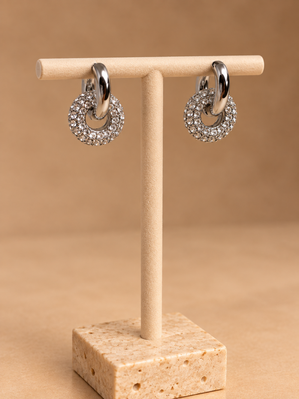 Luna Crystal hoops zilver