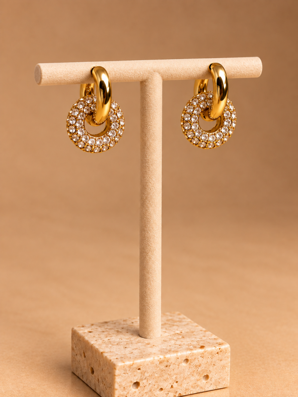 Lyna Crystal hoops goud