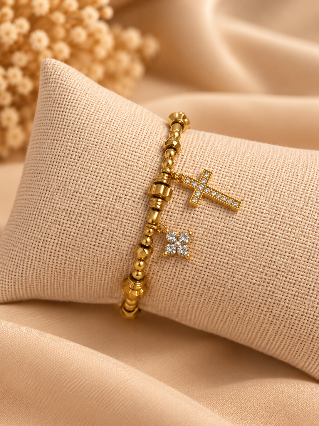 Golden Cross Charm Armband