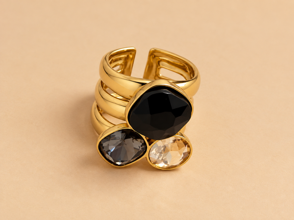 Gouden statement ring met stenen