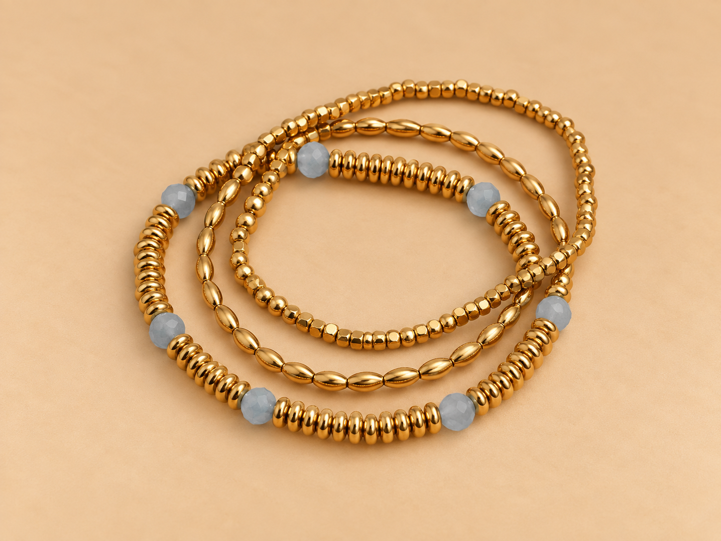 Beaded Bracelet set - Goud & Grijs