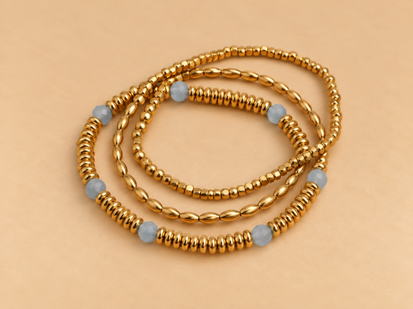Beaded Bracelet set - Goud & Grijs