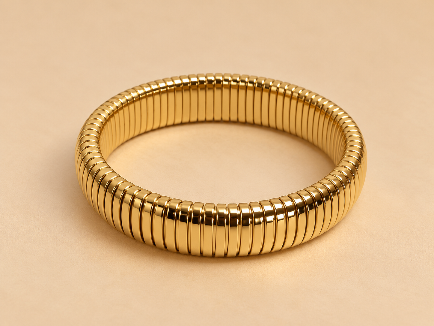 Ribbed Bangle Goud
