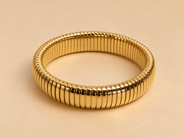 Ribbed Bangle Goud