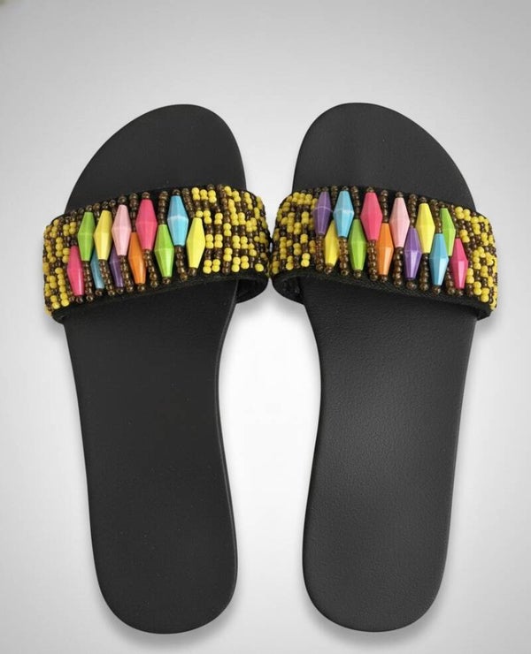 Handmade African beaded slippers  (Size 8)
