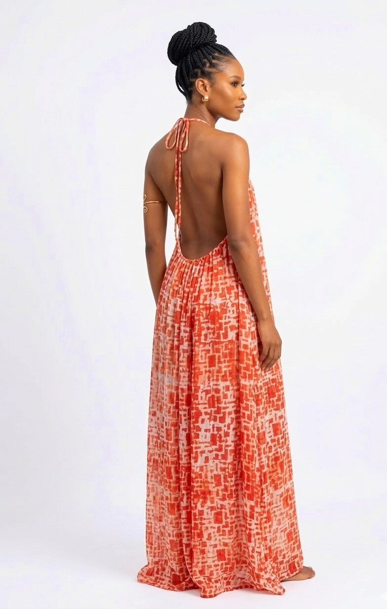 Adire(Tie & Dye )Backless Dress