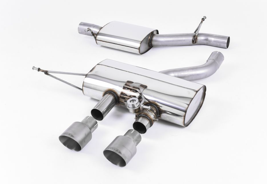 Milltek Sport Cat-back Exhaust Resonated (quieter). EC Type-Approved - 3 tip color