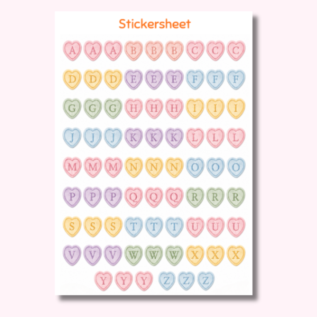 Sticker sheet - Letter Hartjes