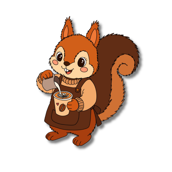 Losse sticker - Barista Eekhoorn