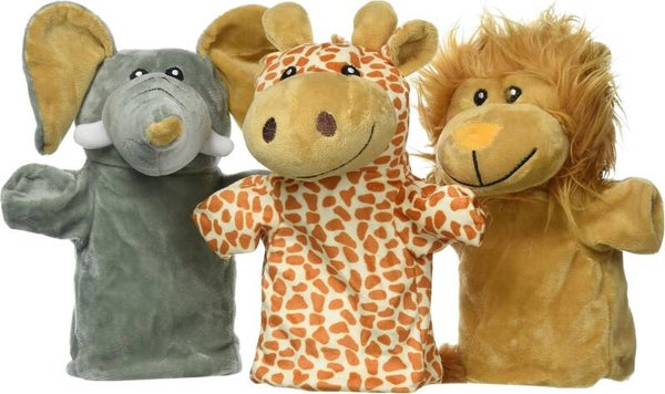 Handpuppen Elefant, Giraffe, Löwe (3er Team)
