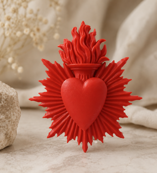 Cuore Ex Voto rosso decorativo da parete stile sacro moderno
