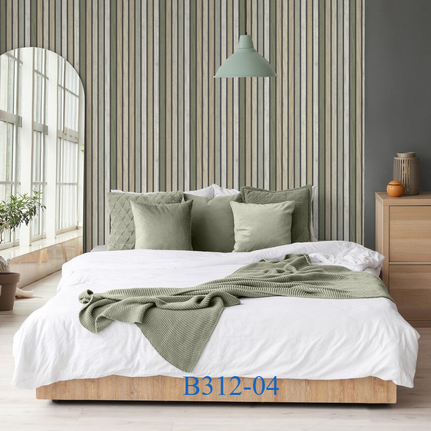 Behang patroon Illusion - Houten latten