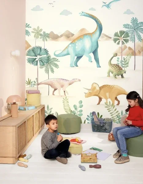 Foto - panelen behang Les minis mondes Le monde des dinosaures