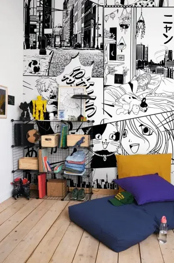 Foto - panelen behang Les minis mondes Le monde du manga