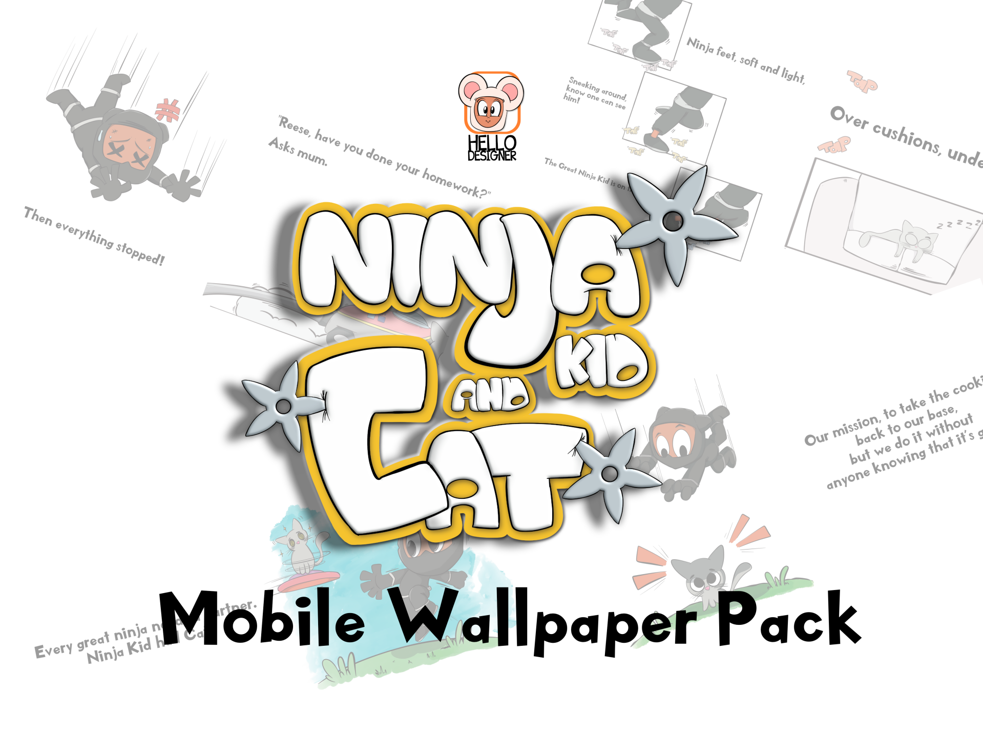 Ninja Kid and Cat Wallpaper Pack