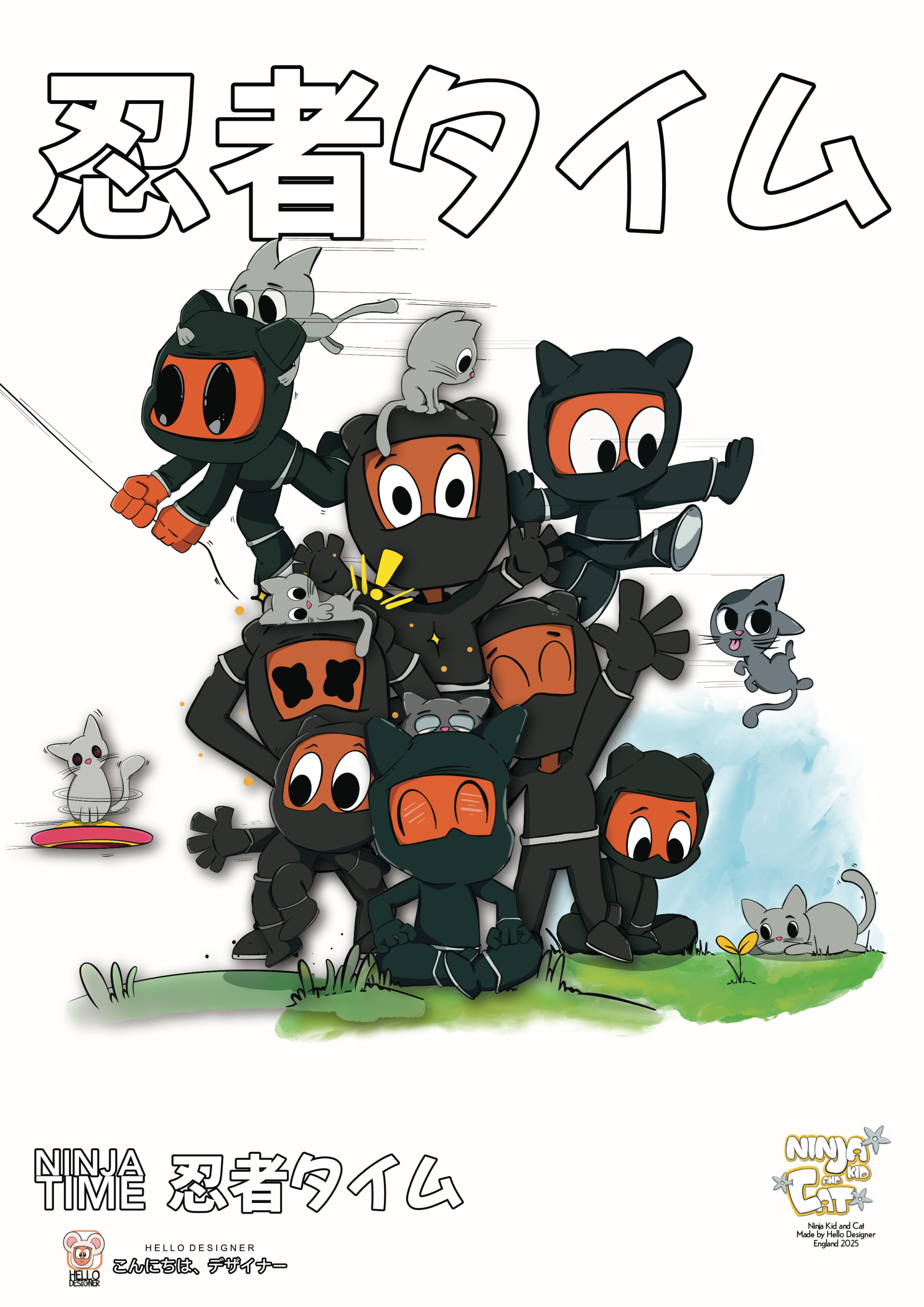 Ninja Kid and Cat Posters