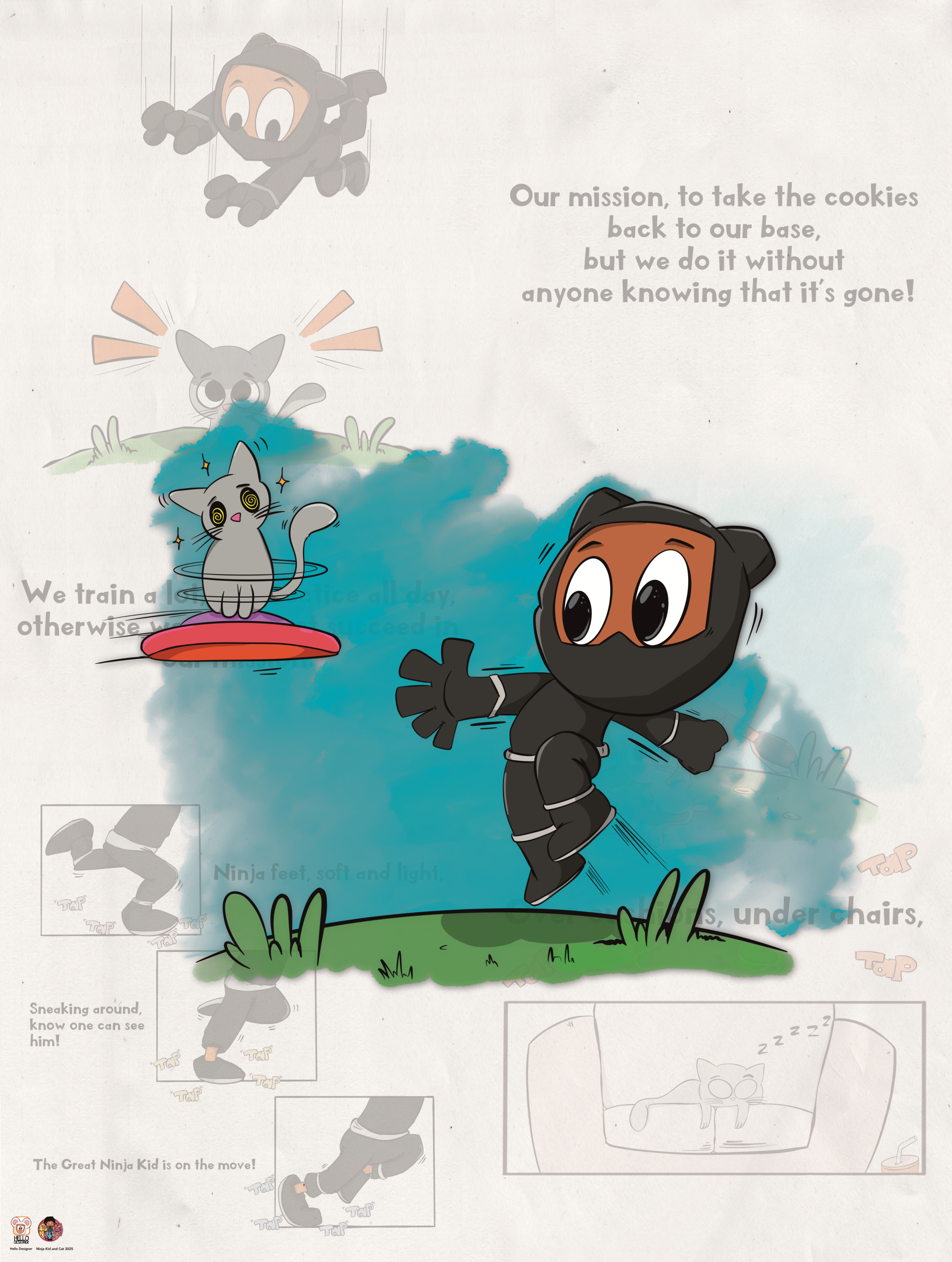 Ninja Kid and Cat Story 4 Poster Set