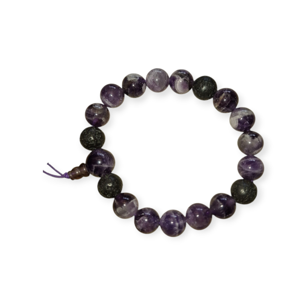 Mannen - Powerbead armband Amethist/Lava (21cm)