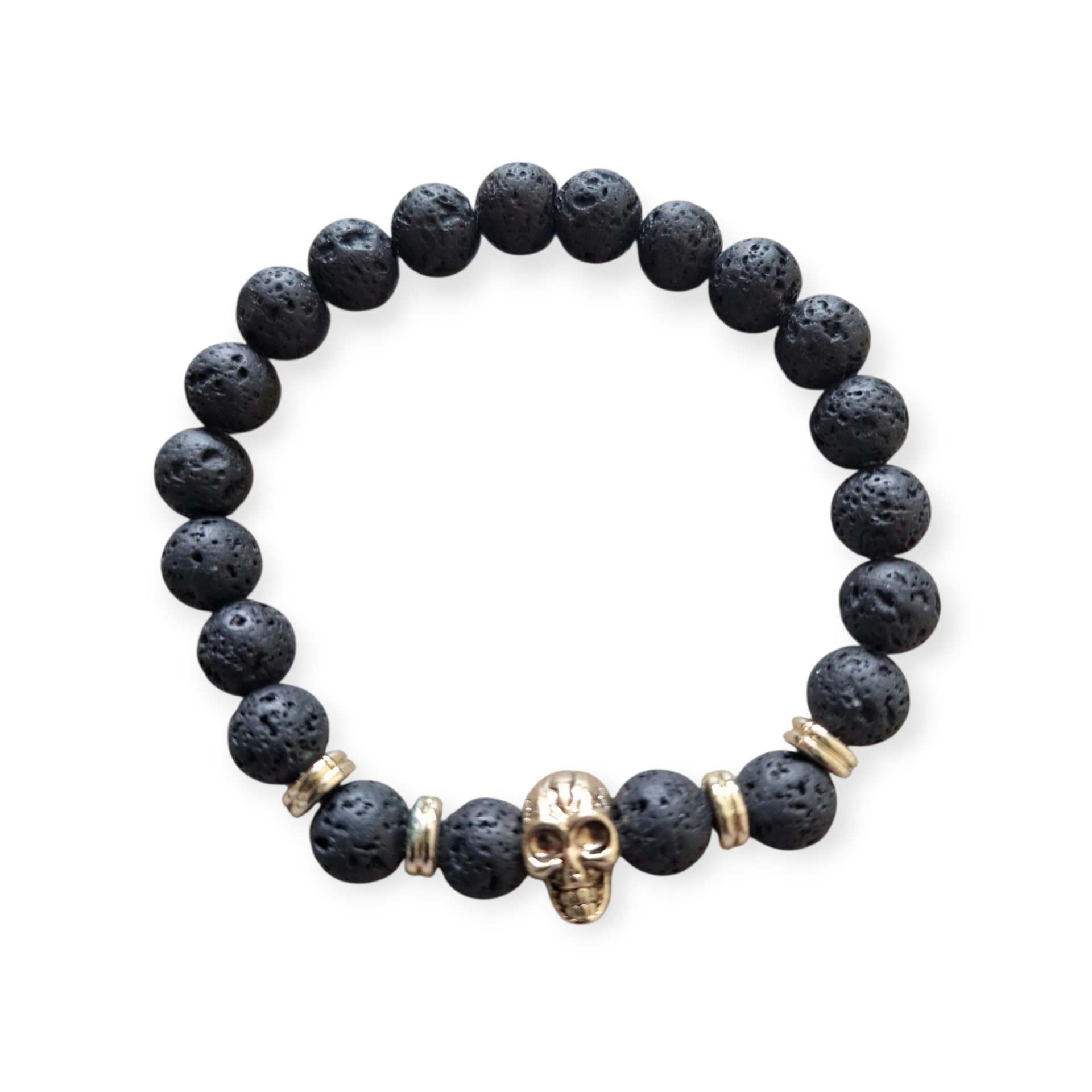 Mannen - kralenarmband met detail Lavasteen