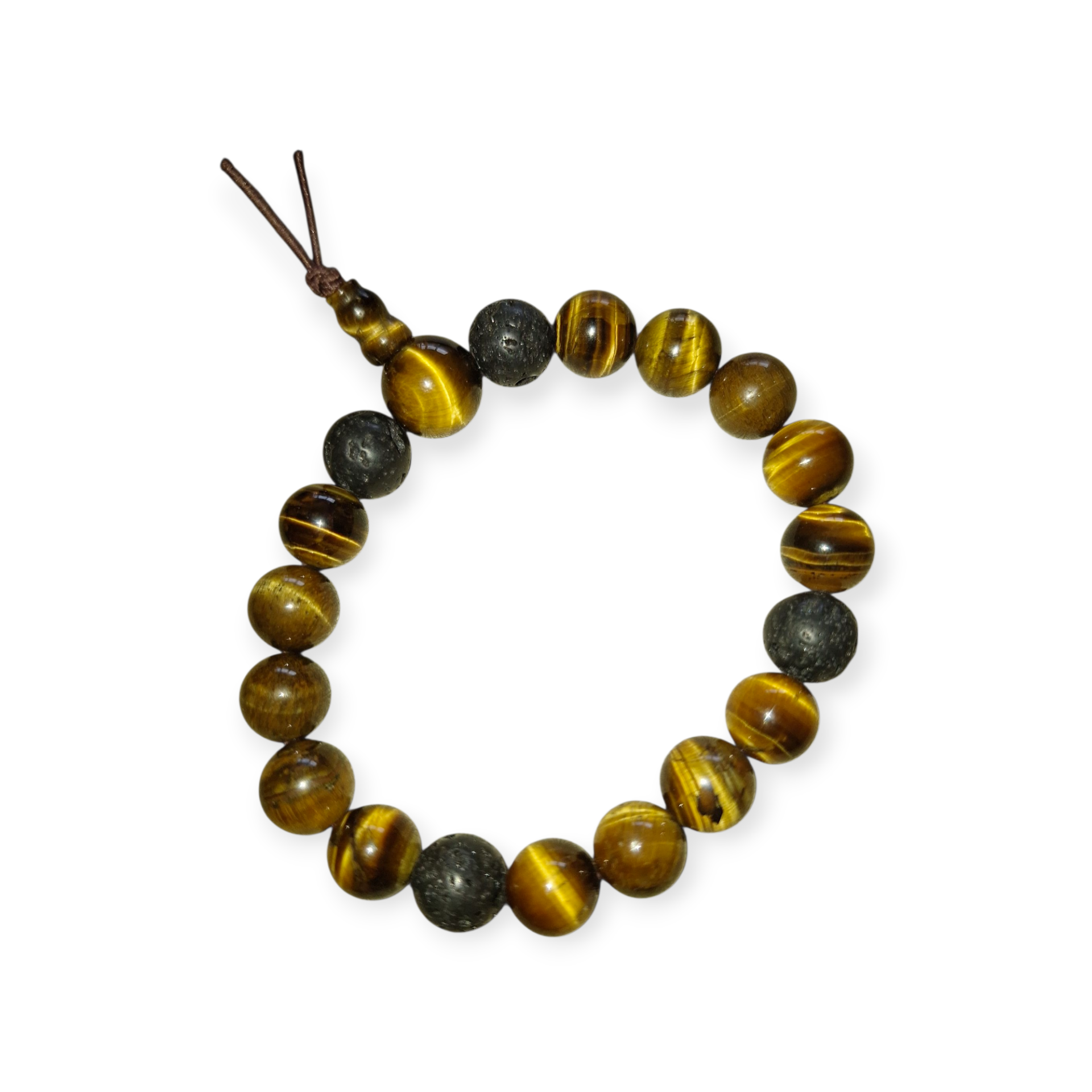 Mannen - Powerbead armband Tijgeroog/Lava (21cm)