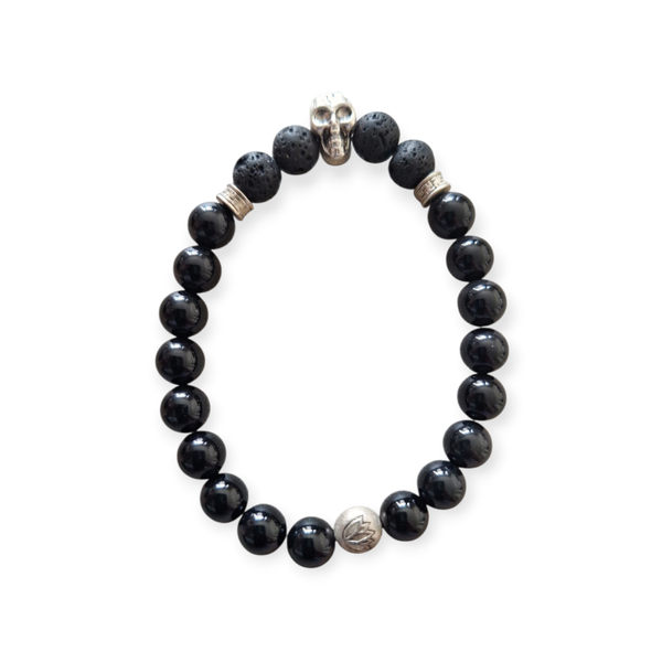 Mannen - kralenarmband met detail Chalcedoon