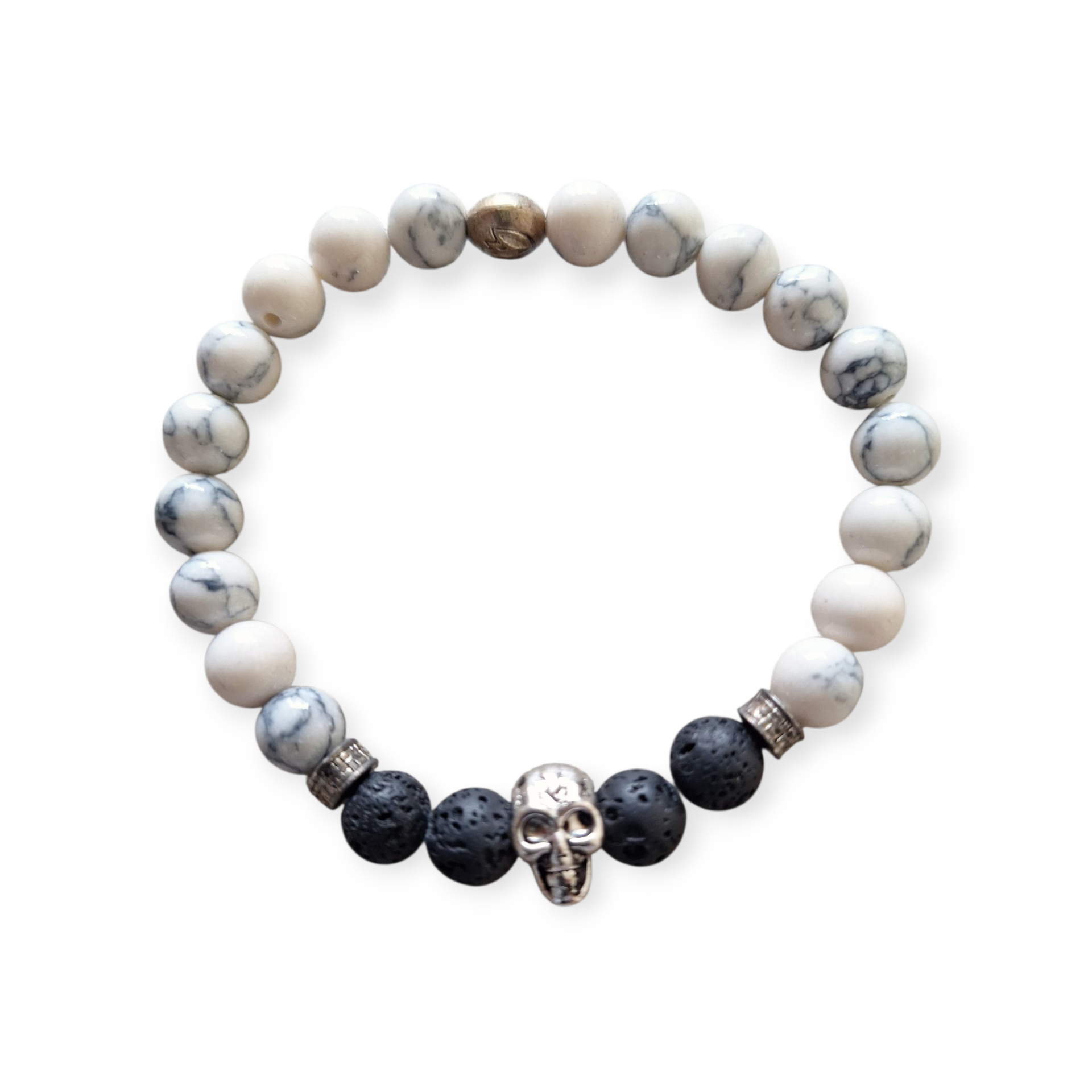 Mannen - kralenarmband met detail Howliet wit