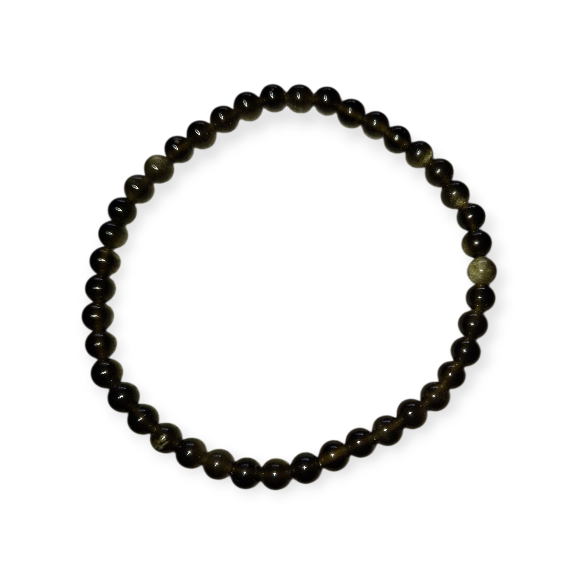 Obsidiaan goud kralenarmband 4mm